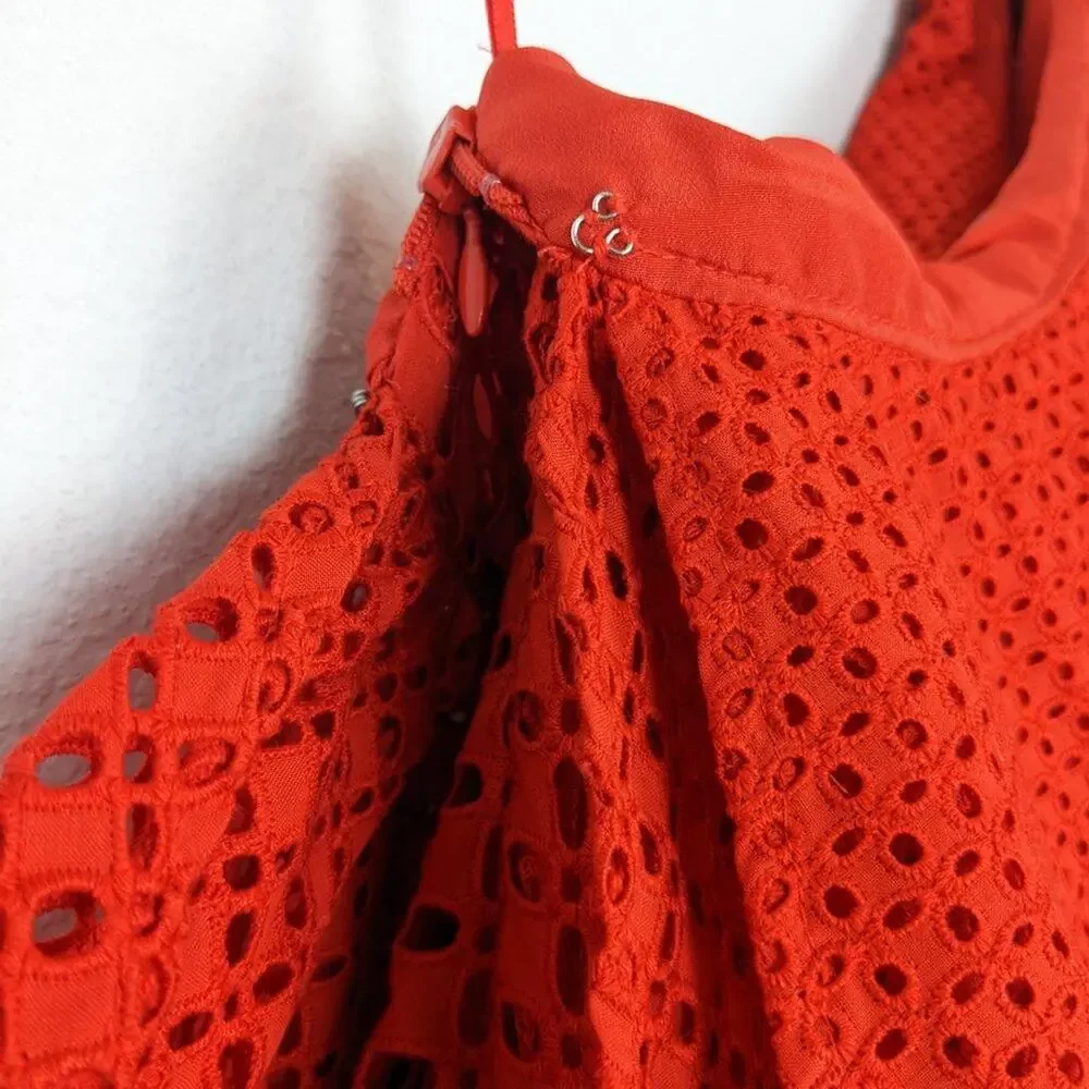 NWT J. Crew Fiery Sunset One Shoulder Eyelet Ruffle Top